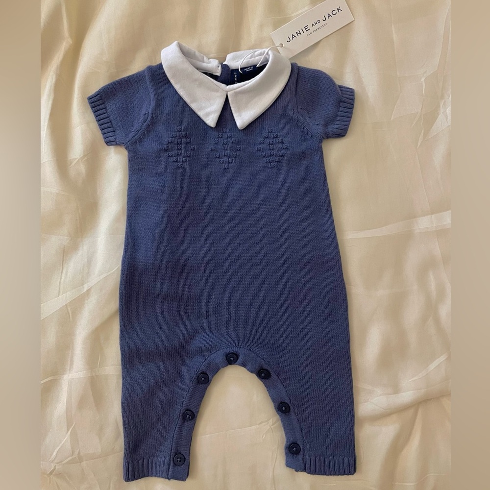 Janie and Jack Navy Blue Knit One Piece